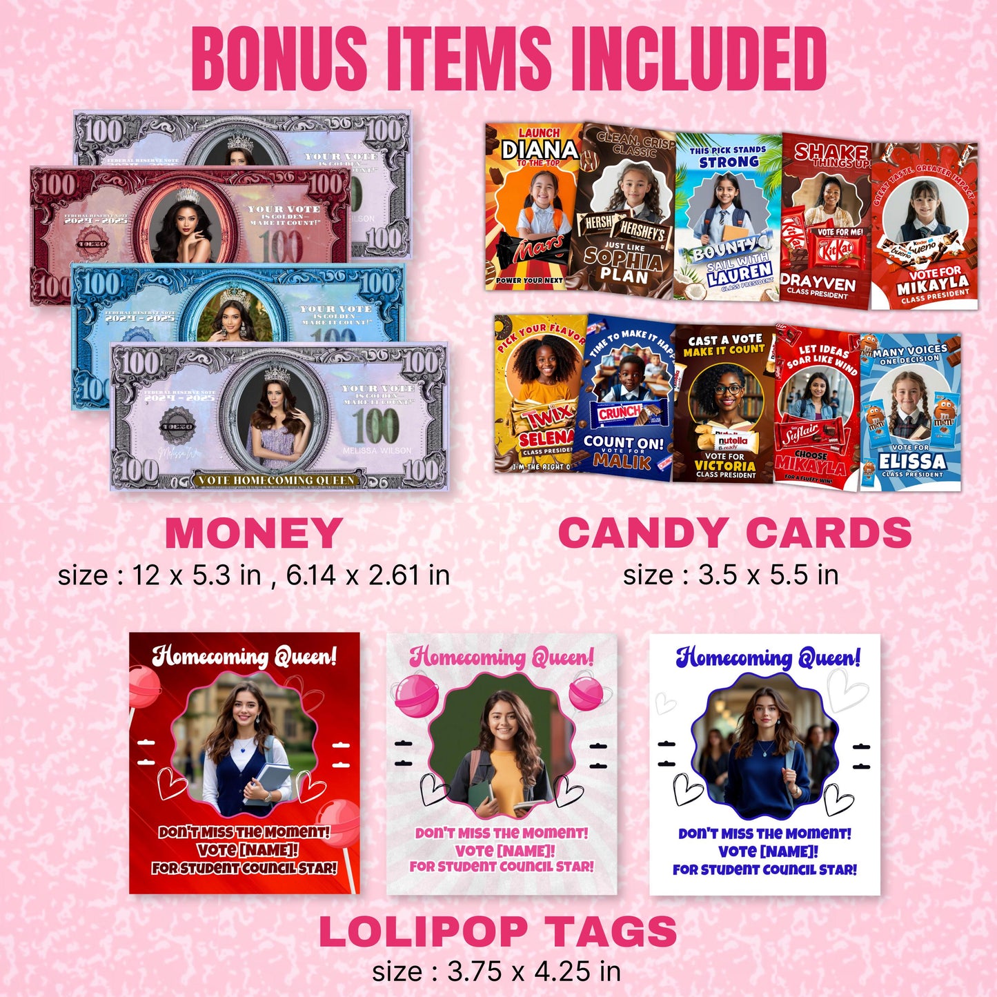 Homecoming Campaign Treat Bundle,Vote for Mean Queen Homecoming Mean Favors,Vote for me Hoco Girl,Homecoming Sticker Homecoming Candy bundle