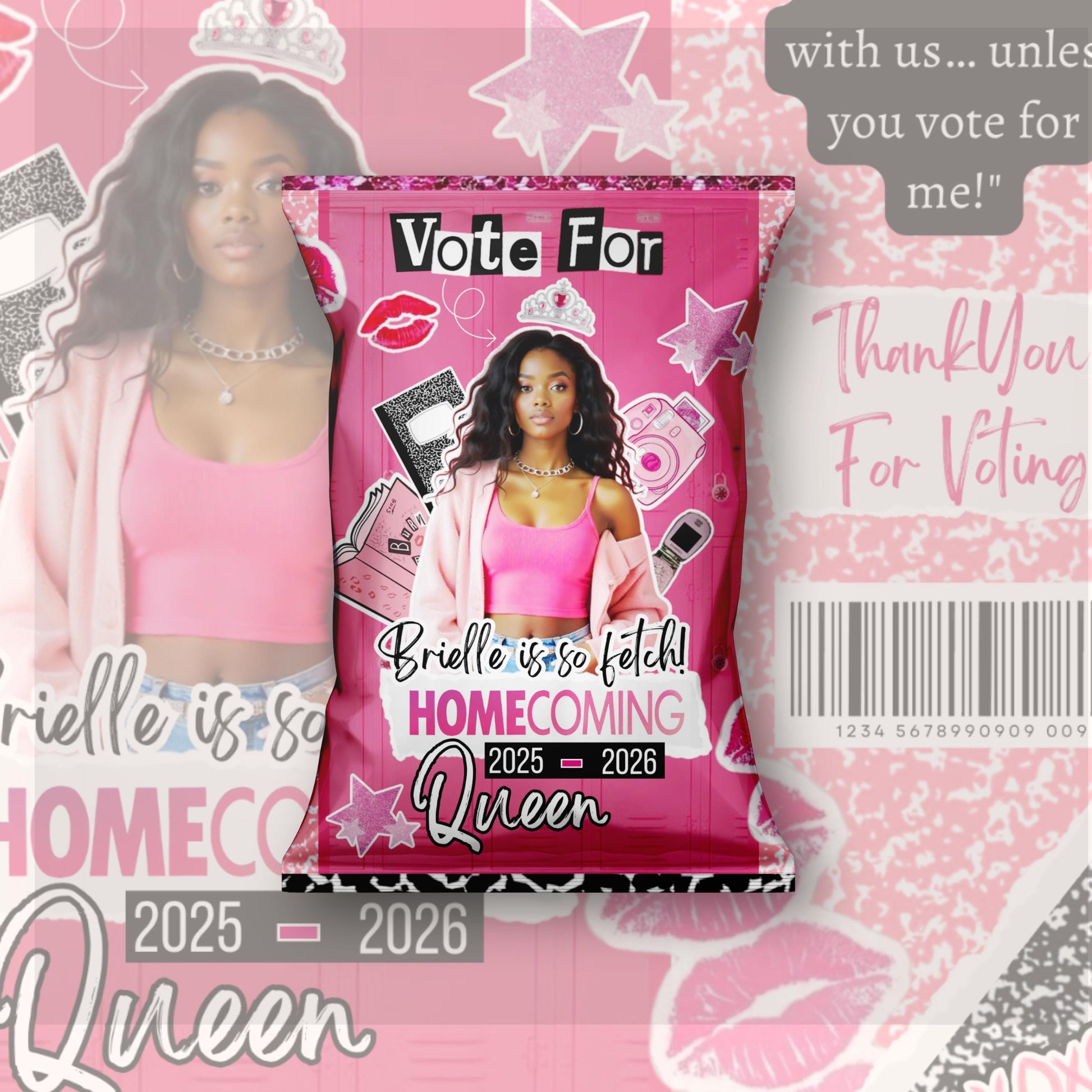 Homecoming Chip Bag Template, Homecoming Campaign, Vote For Mean Queen, Chip Bag Template, Hoco Mean Chip Bag, Canva Editable Template