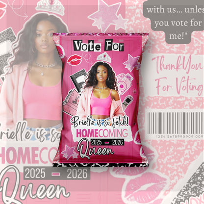 Homecoming Chip Bag Template, Homecoming Campaign, Vote For Mean Queen, Chip Bag Template, Hoco Mean Chip Bag, Canva Editable Template