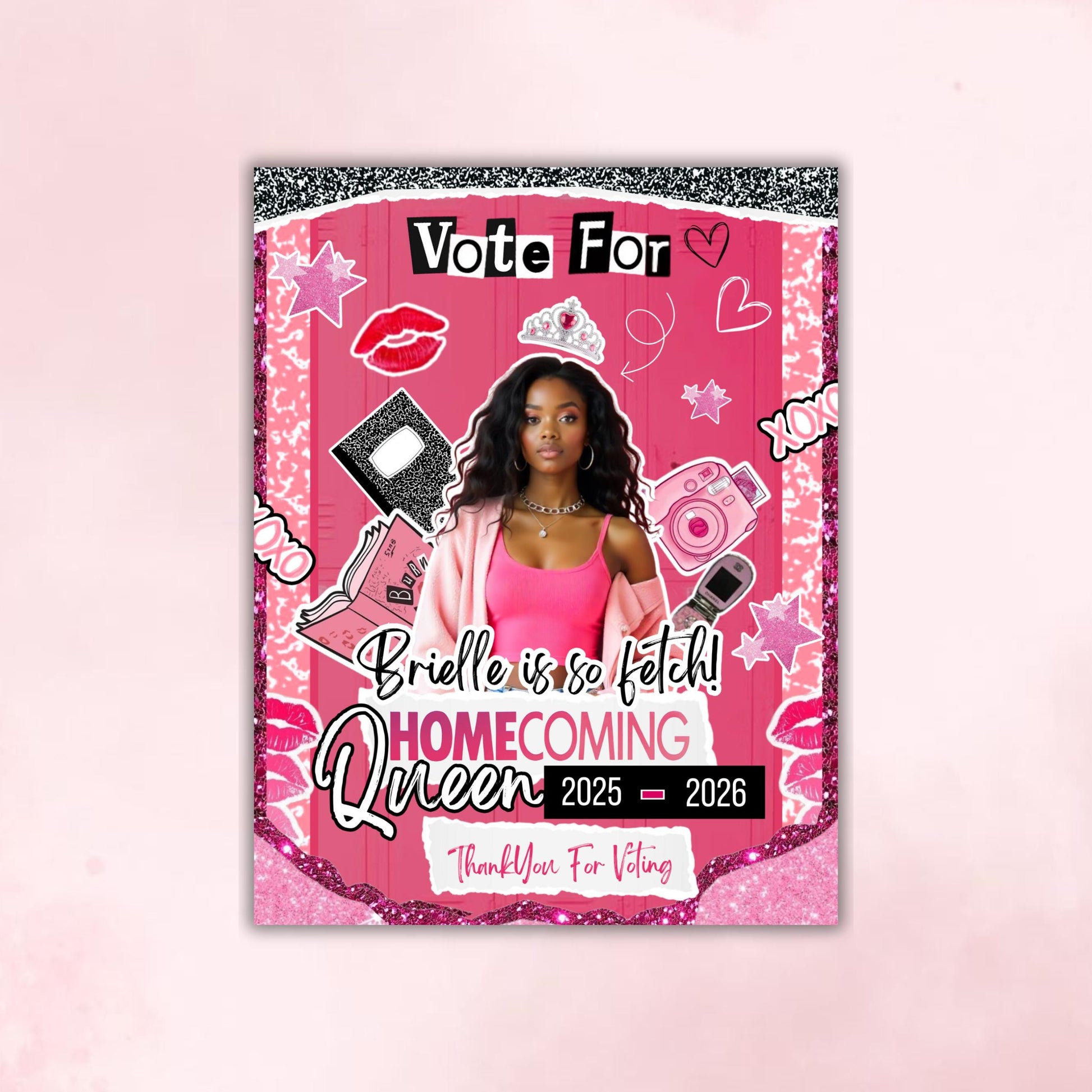 Homecoming Mean Queen Poster,Homecoming campaign poster,Class Treasurer,Girl Class President, class Campaign,Canva template,instant download