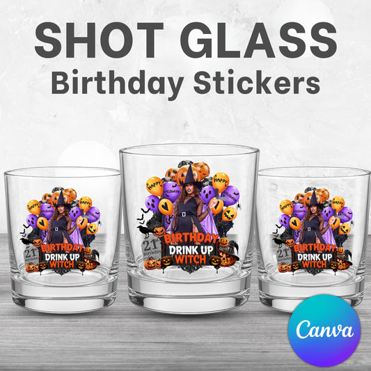 Birthday Party shot glass template, Halloween Shot Glass, Styrofoam Cup Sticker, Shot Glass and T-Shirt Designs,Horoscope Sublimation Design