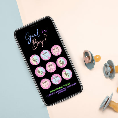 GIRL GENDER REVEAL SCRATCH OFF CARD, “GENDER ANNOUNCEMENT”