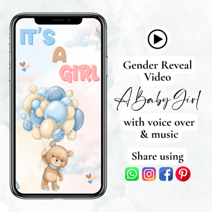 "IT'S A GIRL DIGITAL PREGNANCY ANNOUNCEMENT WITH VOICE OVER"