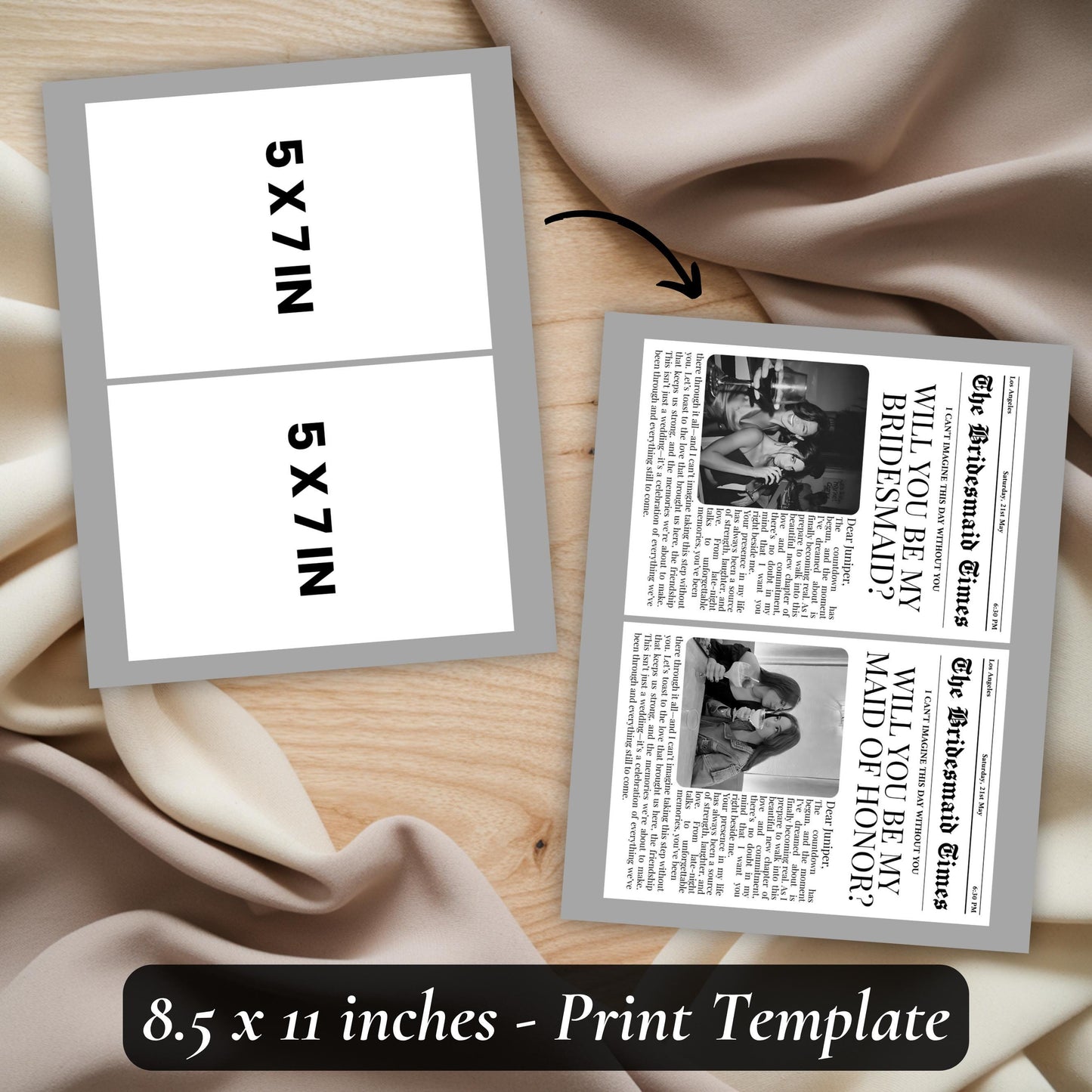 "BRIDESMAID PROPOSAL NEWSPAPER CARD, WILL YOU BE MY BRIDESMAID, BRIDAL PARTY DETAILS"