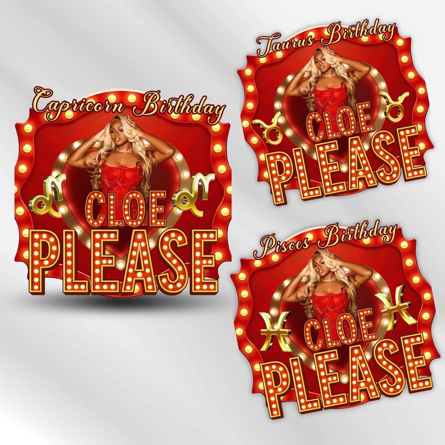 All Zodiac Birthday Design Template,Your Name Please TV show theme,13 Birthday Stickers, Styrofoam Cup stickers,Editable Birthday Templates