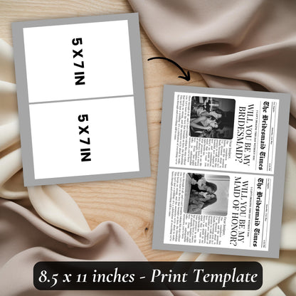 "BRIDESMAID PROPOSAL NEWSPAPER CARD, WILL YOU BE MY BRIDESMAID, BRIDAL PARTY DETAILS"