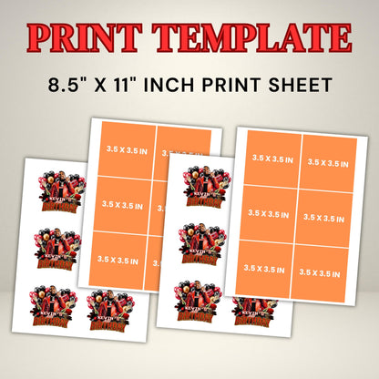 Birthday Design Template,Red Black Balloon Birthday Sticker Design Template,Styrofoam Cup stickers, T-Shirt Design Birthday Sticker Template