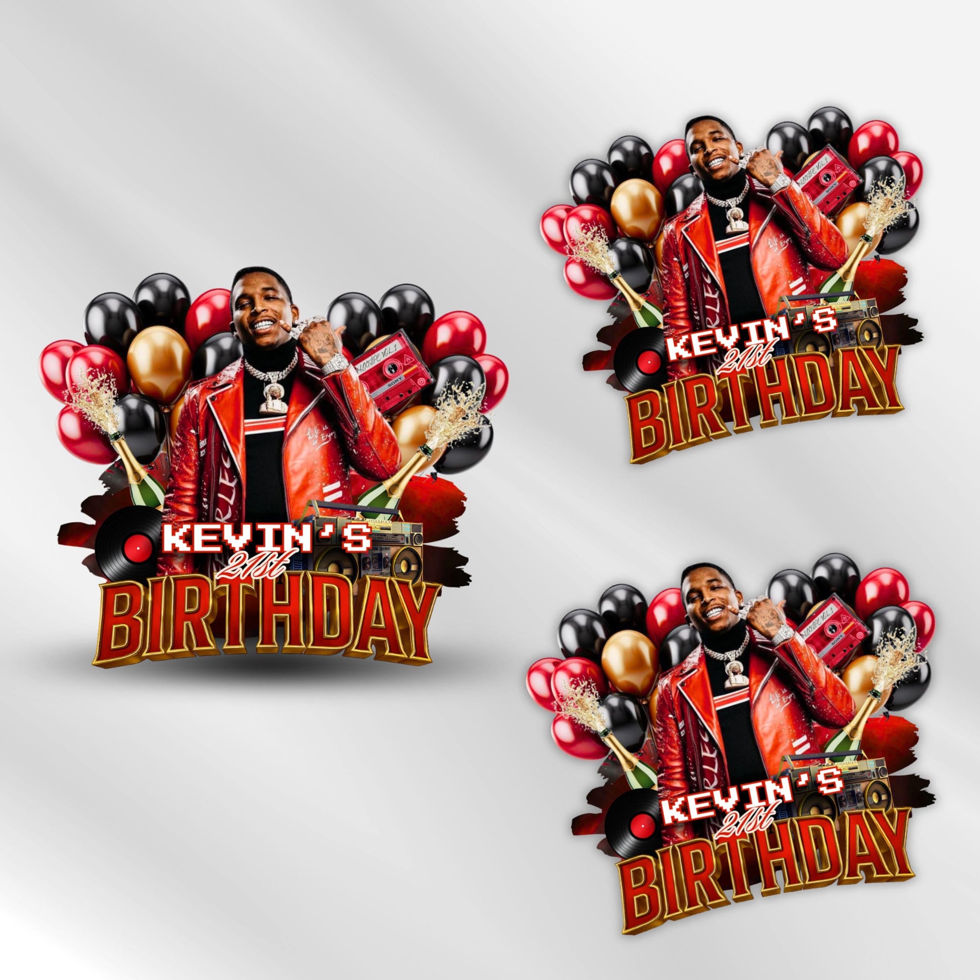 Birthday Design Template,Red Black Balloon Birthday Sticker Design Template,Styrofoam Cup stickers, T-Shirt Design Birthday Sticker Template