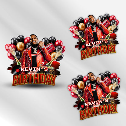 Birthday Design Template,Red Black Balloon Birthday Sticker Design Template,Styrofoam Cup stickers, T-Shirt Design Birthday Sticker Template