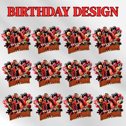 Birthday Design Template,Red Black Balloon Birthday Sticker Design Template,Styrofoam Cup stickers, T-Shirt Design Birthday Sticker Template