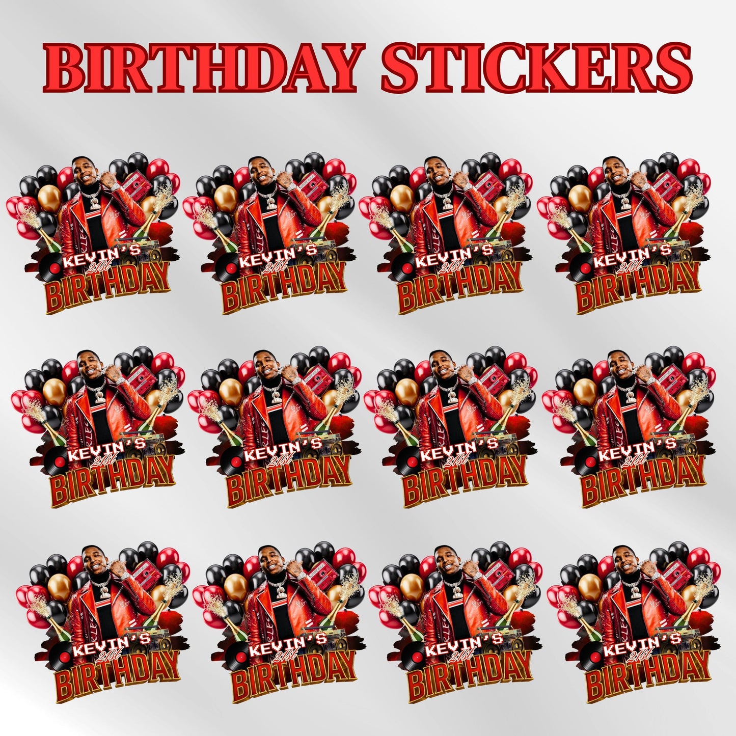 Shot Glass Sticker Template, Red Black Balloon Birthday Sticker, Party Shot Glass Template Customizable shot glass Design,