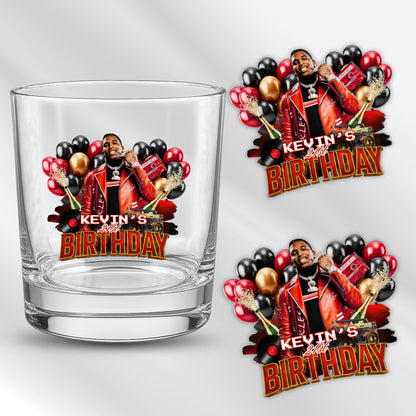 Shot Glass Sticker Template, Red Black Balloon Birthday Sticker, Party Shot Glass Template Customizable shot glass Design,