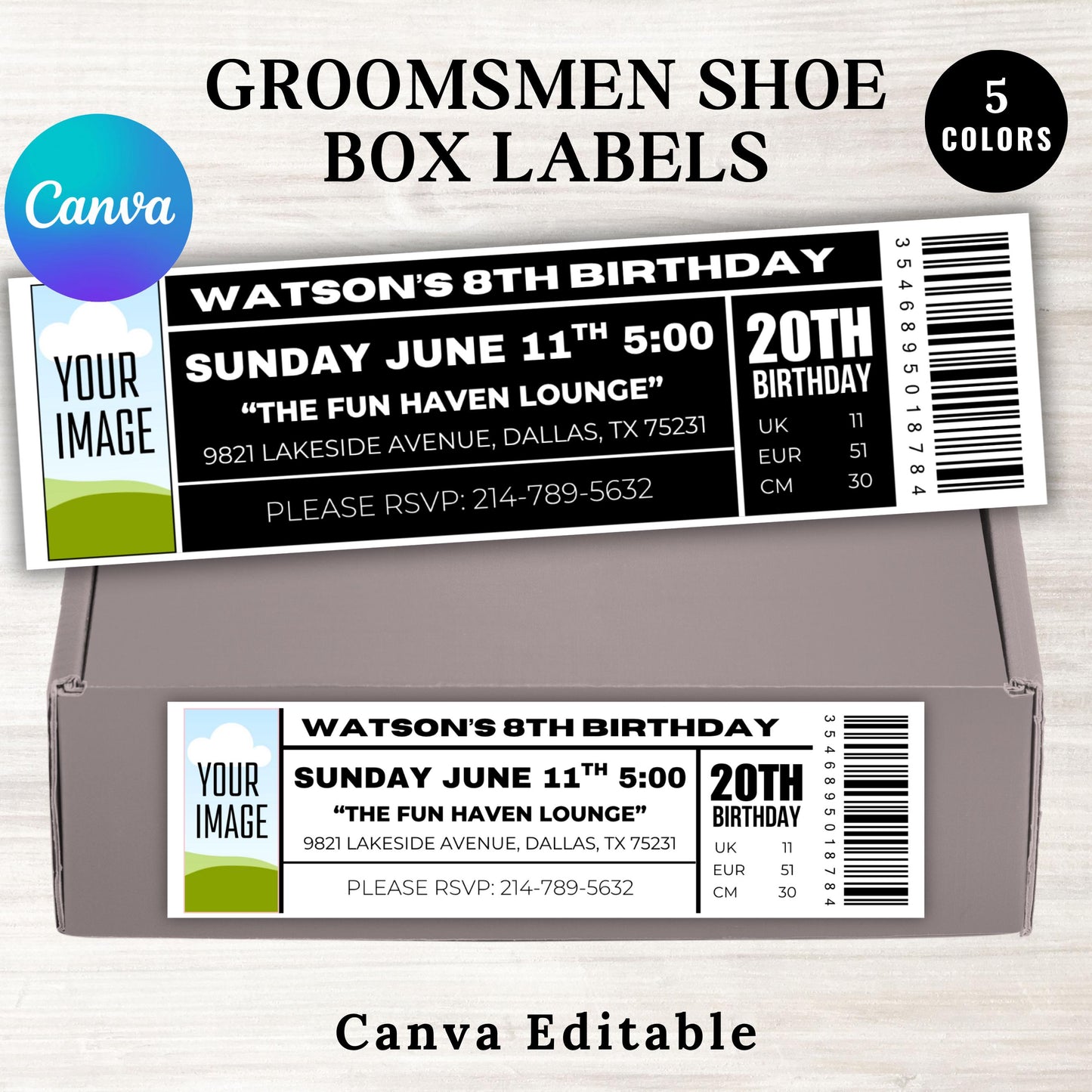 Groomsmen Proposal Shoe Box Labels, Printable Bridesmaid Groomsman Proposal Sticker Labels, Canva Editable Template, Instant Download