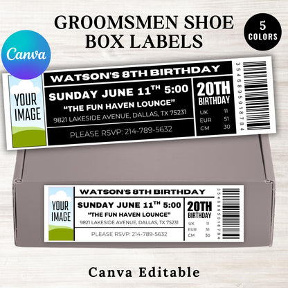 Groomsmen Proposal Shoe Box Labels, Printable Bridesmaid Groomsman Proposal Sticker Labels, Canva Editable Template, Instant Download