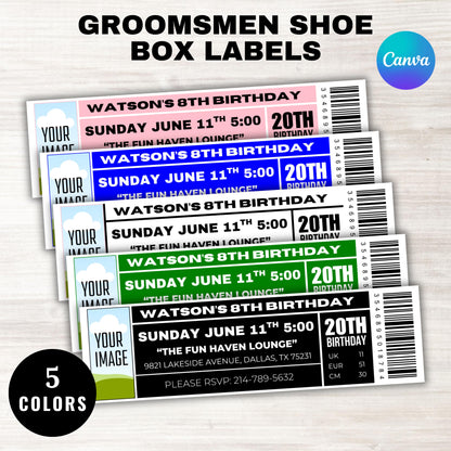 Groomsmen Proposal Shoe Box Labels, Printable Bridesmaid Groomsman Proposal Sticker Labels, Canva Editable Template, Instant Download