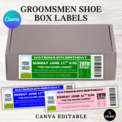 Groomsmen Proposal Shoe Box Labels, Printable Bridesmaid Groomsman Proposal Sticker Labels, Canva Editable Template, Instant Download