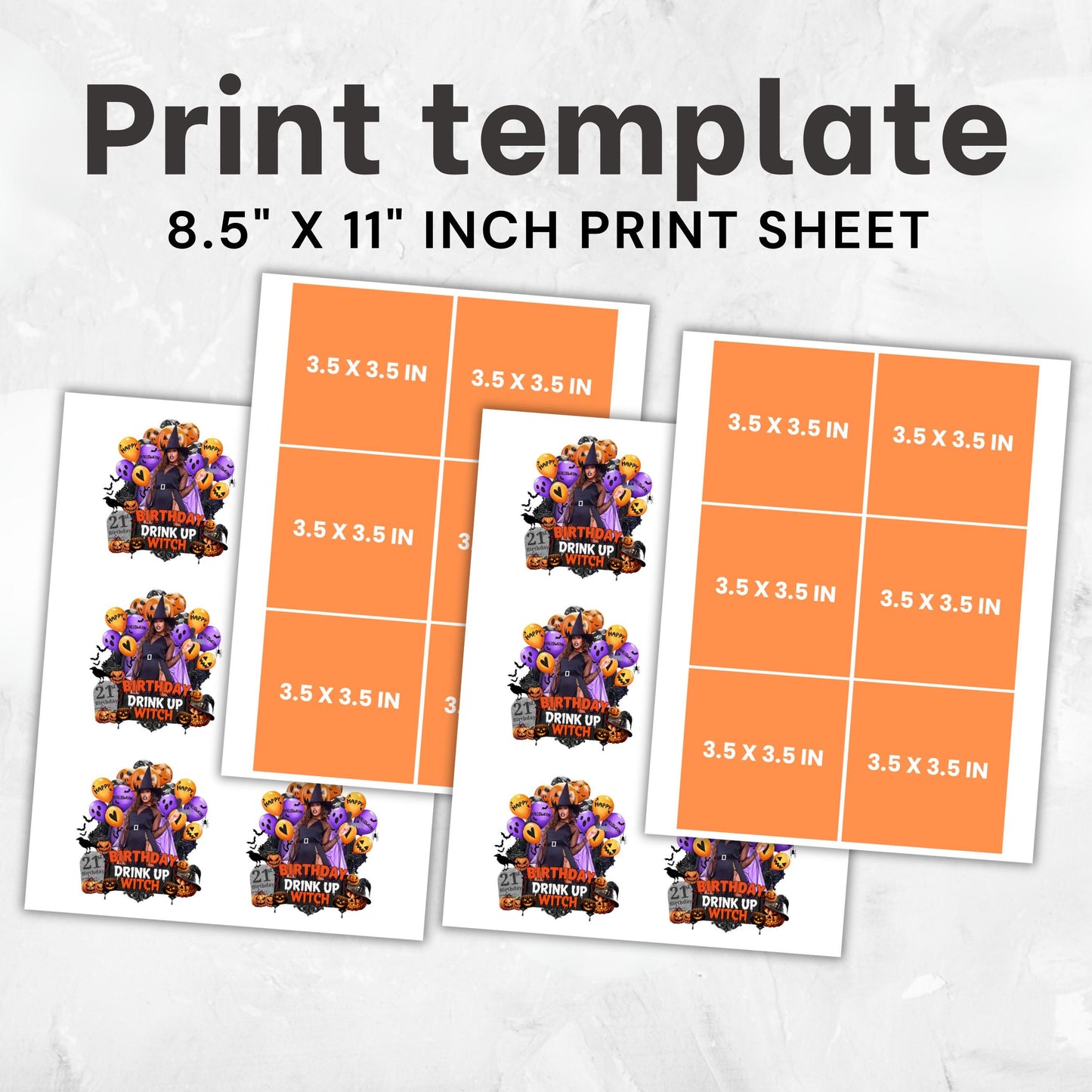 Birthday Design Template, Halloween Birthday Sticker Design Template, Styrofoam Cup stickers, T-Shirt Designs,Editable Birthday Sticker