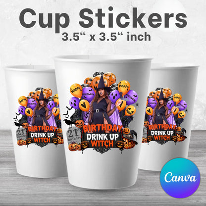Styrofoam Cup Sticker Template, Halloween Birthday Design, Styrofoam Cup Sticker,Shot Glass and T-Shirt Designs,Horoscope Sublimation Design