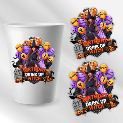Styrofoam Cup Sticker Template, Halloween Birthday Design, Styrofoam Cup Sticker,Shot Glass and T-Shirt Designs,Horoscope Sublimation Design