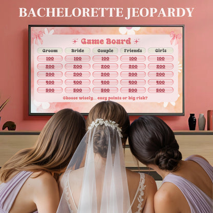 Bachelorette Jeopardy Party Game Template,Bridal Party Jeopardy Powerpoint Game, Bridal Shower Games,Bachelorette Trivia Game,Canva Editable