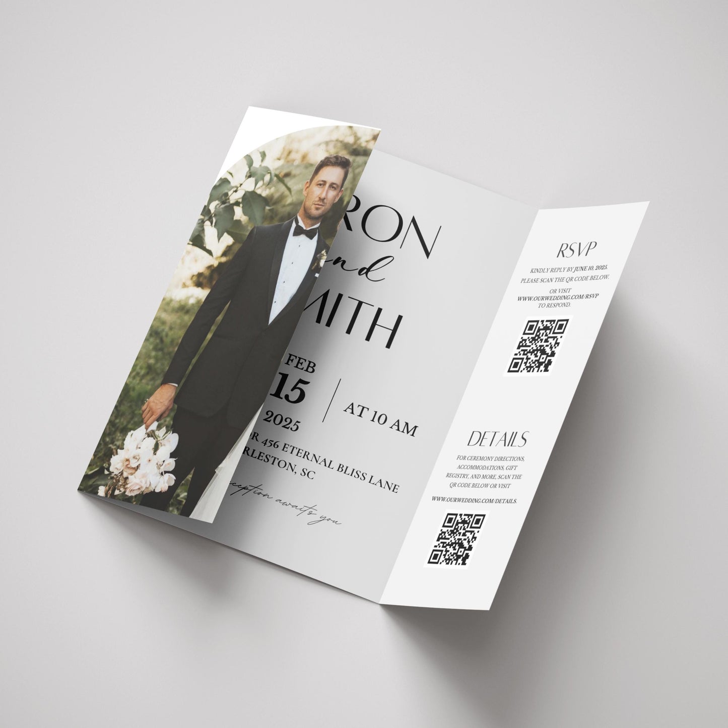 Gatefold Wedding Invitation Template, Trifold Wedding Invitation, Folded Invitation, Gatefold Invitation, Trifold Invite,Minimalistic Design