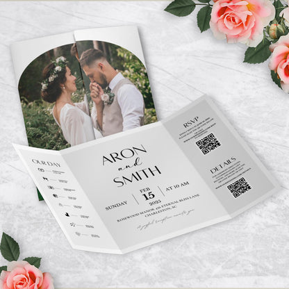 Gatefold Wedding Invitation Template, Trifold Wedding Invitation, Folded Invitation, Gatefold Invitation, Trifold Invite,Minimalistic Design