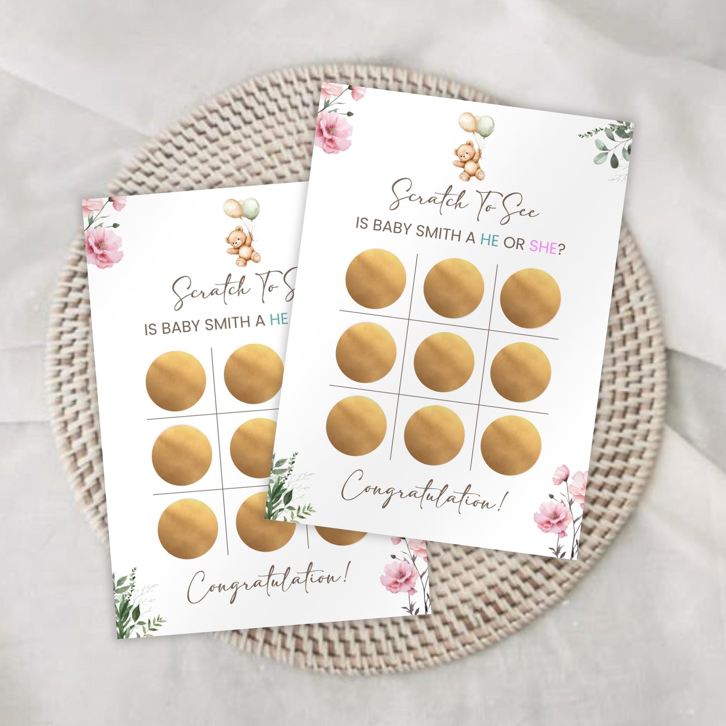 Girl Gender Reveal Scratch Off Card, Baby Gender Revealing Scratch Card, Digital Boy or Girl Scratch Card Game, Gender Announcement