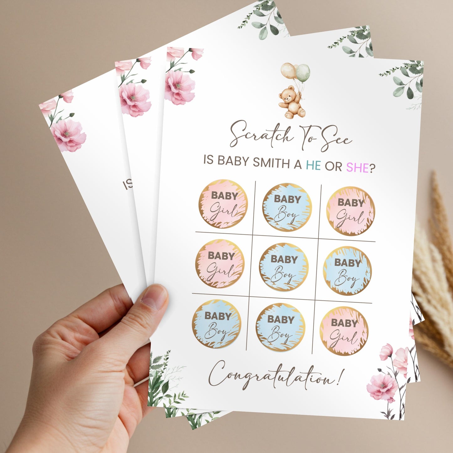 Girl Gender Reveal Scratch Off Card, Baby Gender Revealing Scratch Card, Digital Boy or Girl Scratch Card Game, Gender Announcement