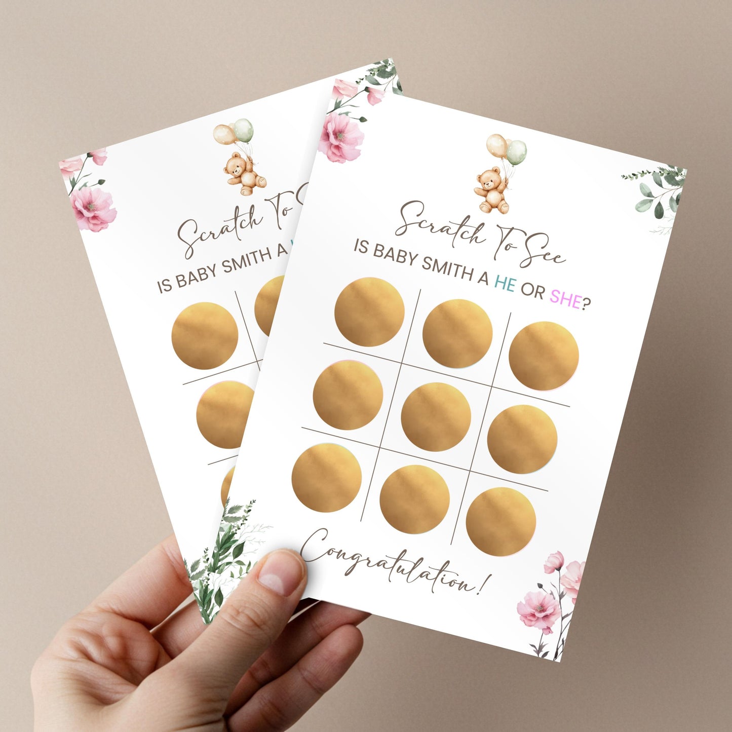 Girl Gender Reveal Scratch Off Card, Baby Gender Revealing Scratch Card, Digital Boy or Girl Scratch Card Game, Gender Announcement