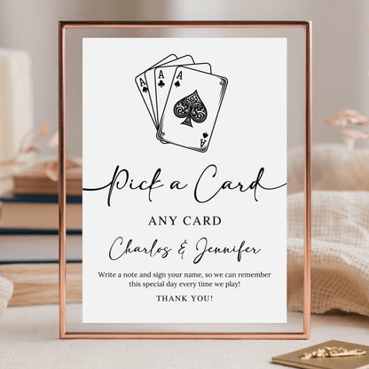 Playing Cards Guest book, Playing Cards Guest Sign, Custom Playing Card Guestbook, Template,Minimalist Wedding Sign, Canva Template