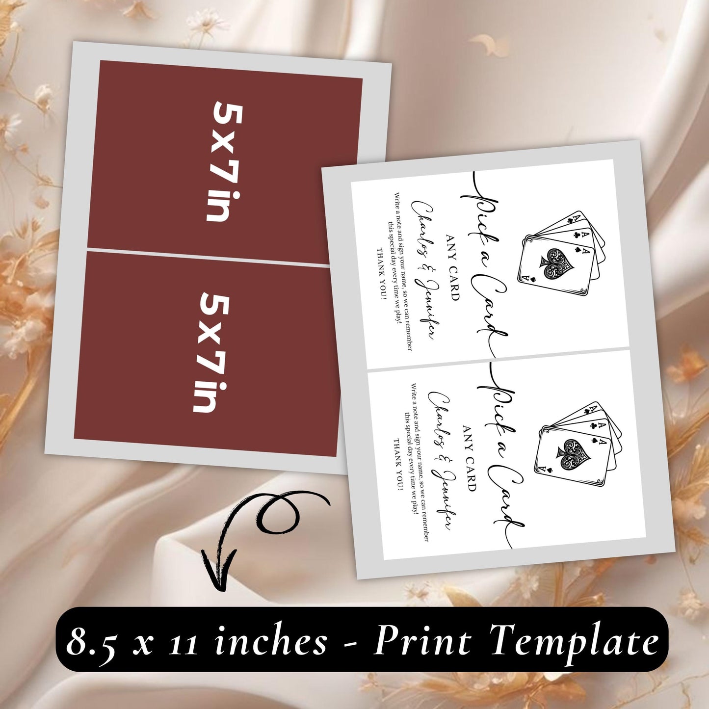 Playing Cards Guest book, Playing Cards Guest Sign, Custom Playing Card Guestbook, Template,Minimalist Wedding Sign, Canva Template