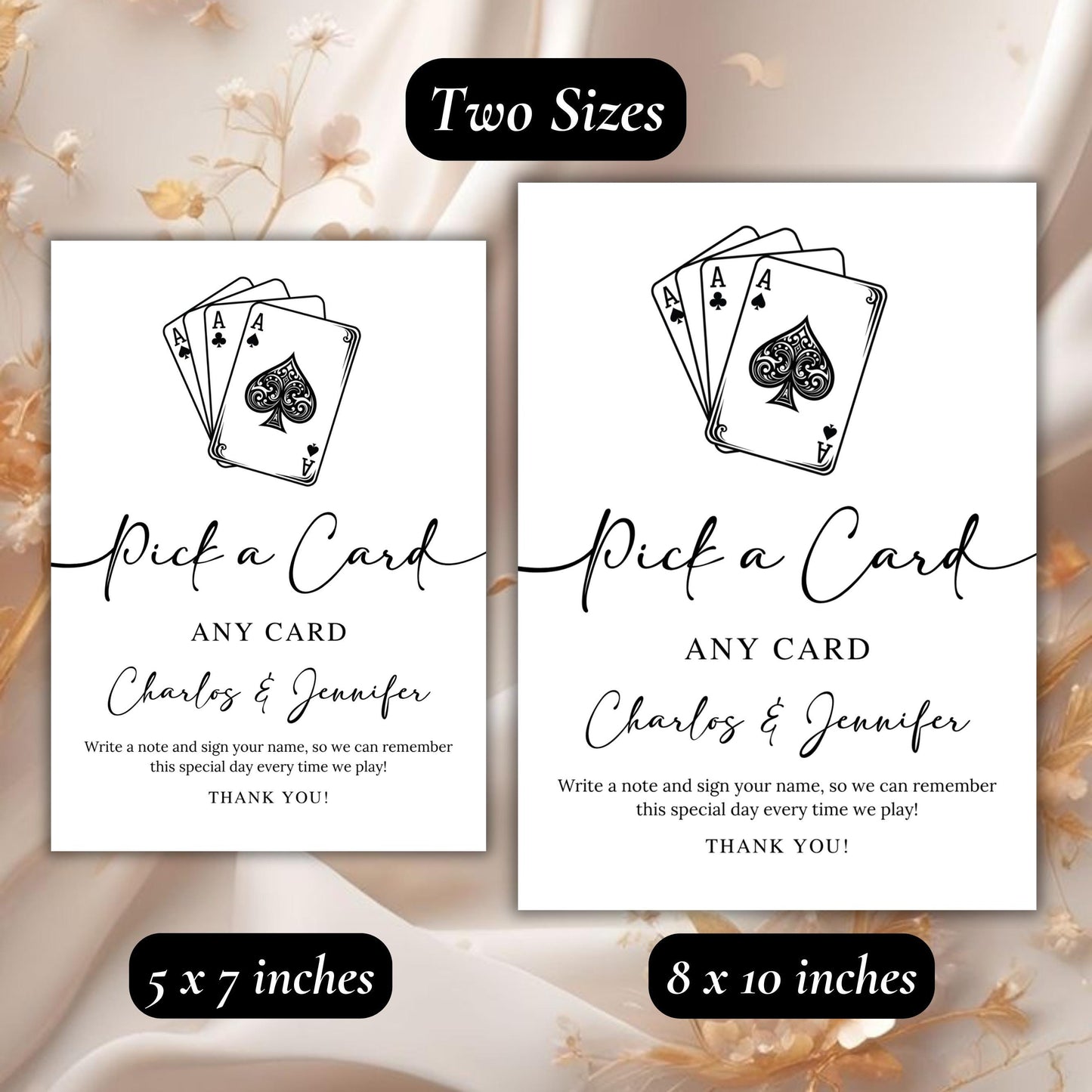 Playing Cards Guest book, Playing Cards Guest Sign, Custom Playing Card Guestbook, Template,Minimalist Wedding Sign, Canva Template