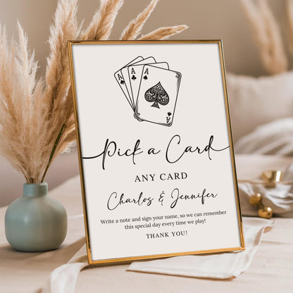 Playing Cards Guest book, Playing Cards Guest Sign, Custom Playing Card Guestbook, Template,Minimalist Wedding Sign, Canva Template