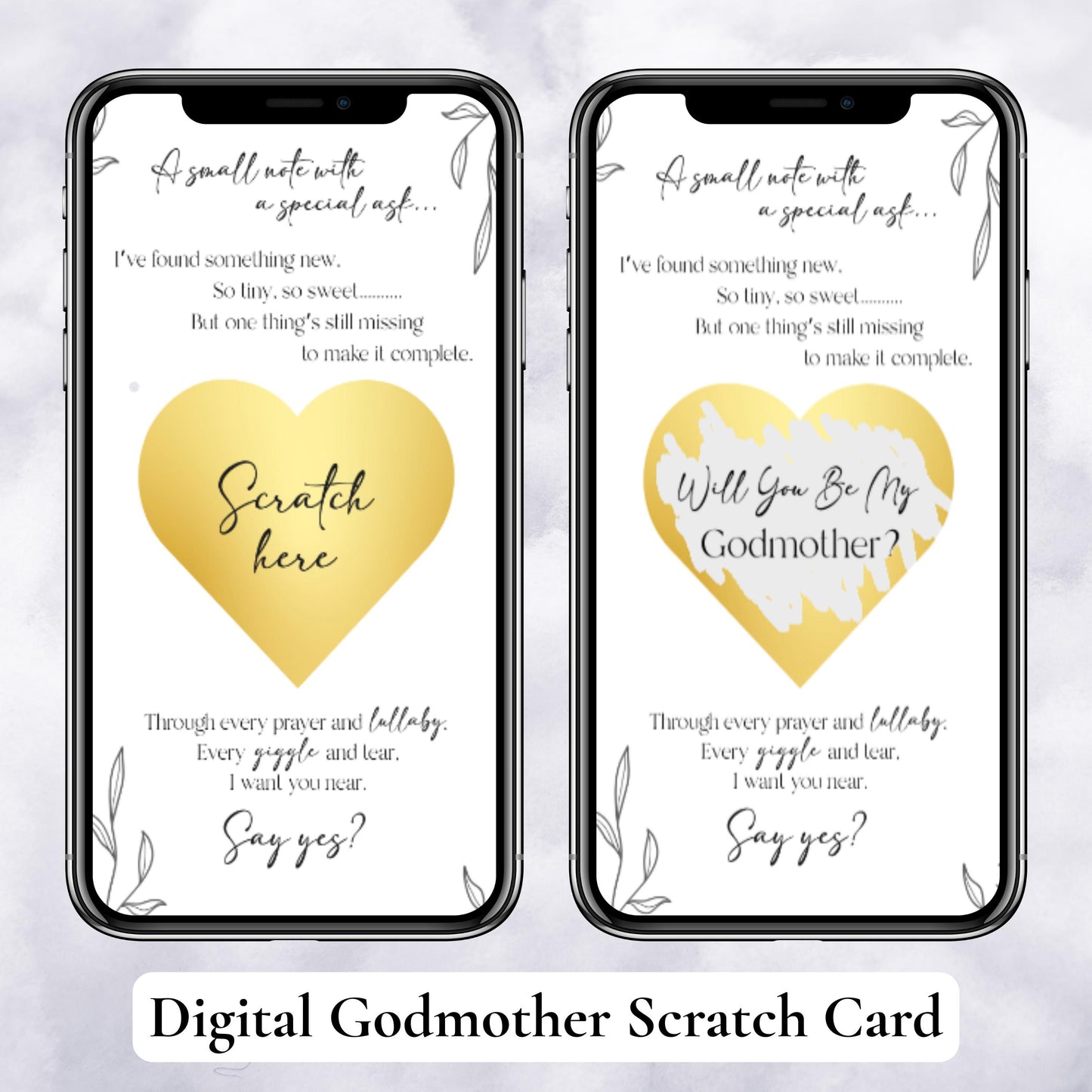 "WILL YOU BE MY GODMOTHER SCRATCH CARD, GODMOTHER PROPOSAL SCRATCH CARD, GODMOTHER GIFT"