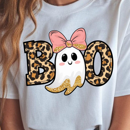 Preppy Ghost Boo PNG,Leopard Spooky Coquette PNG,Leopard Ghost PNG,Girly Coquette Halloween Bow, Cute Boo Ghost Coquette Png,Halloween Goost