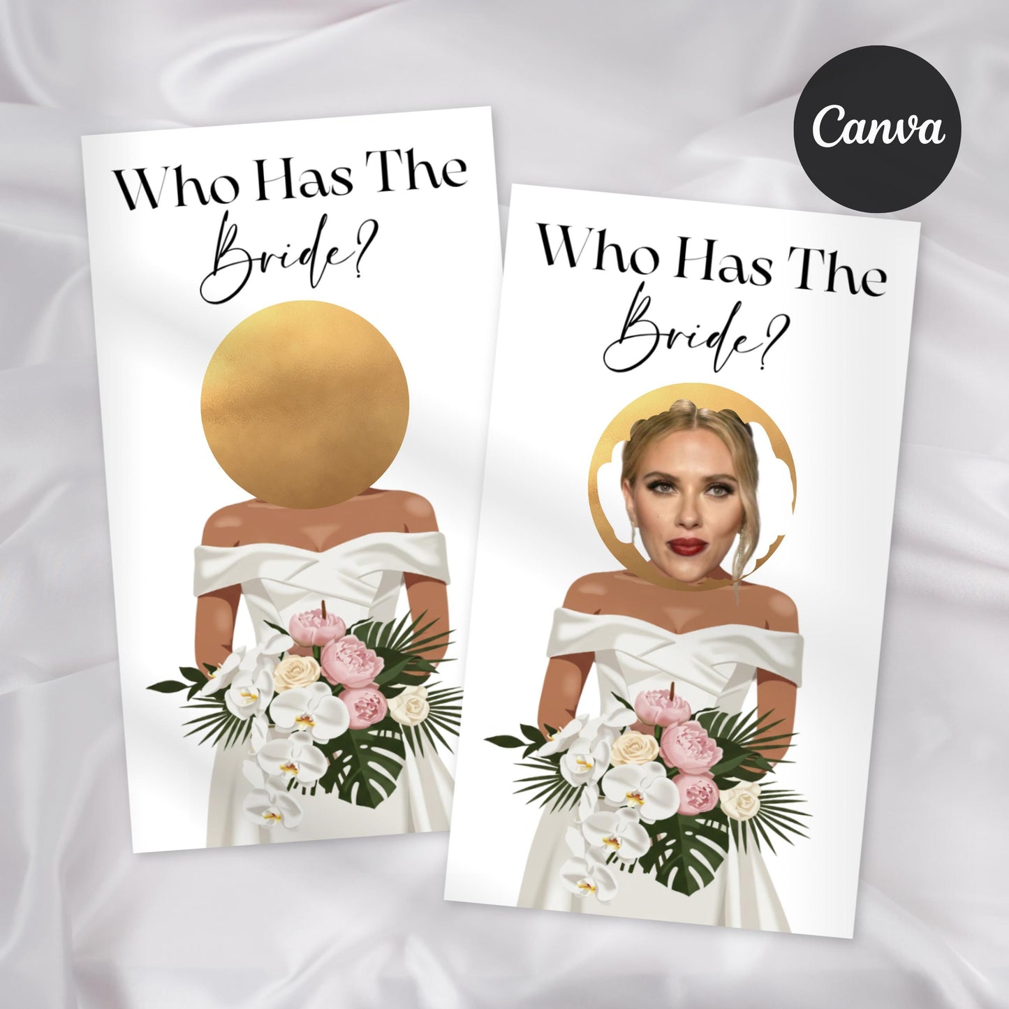 Printable Celebrity Who Has the Bride? Bachelorette Party Groom, Bride Scratch Off Game, Bridal Shower Game, Canva Template Digital Download