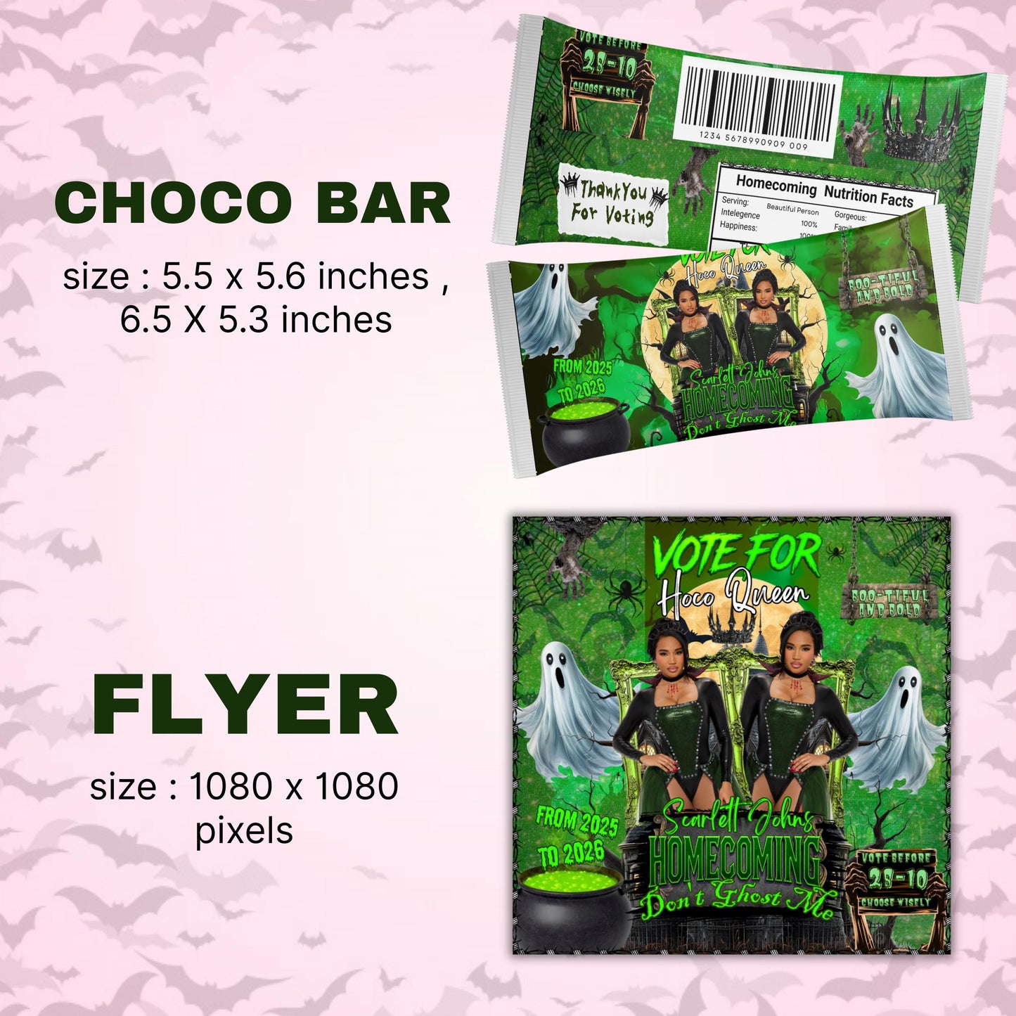 Homecoming Campaign Treat Bundle,Halloween Queen Homecoming Campaigns,Vote for me Scary Hoco Girl,Homecoming Sticker Homecoming Candy bundle