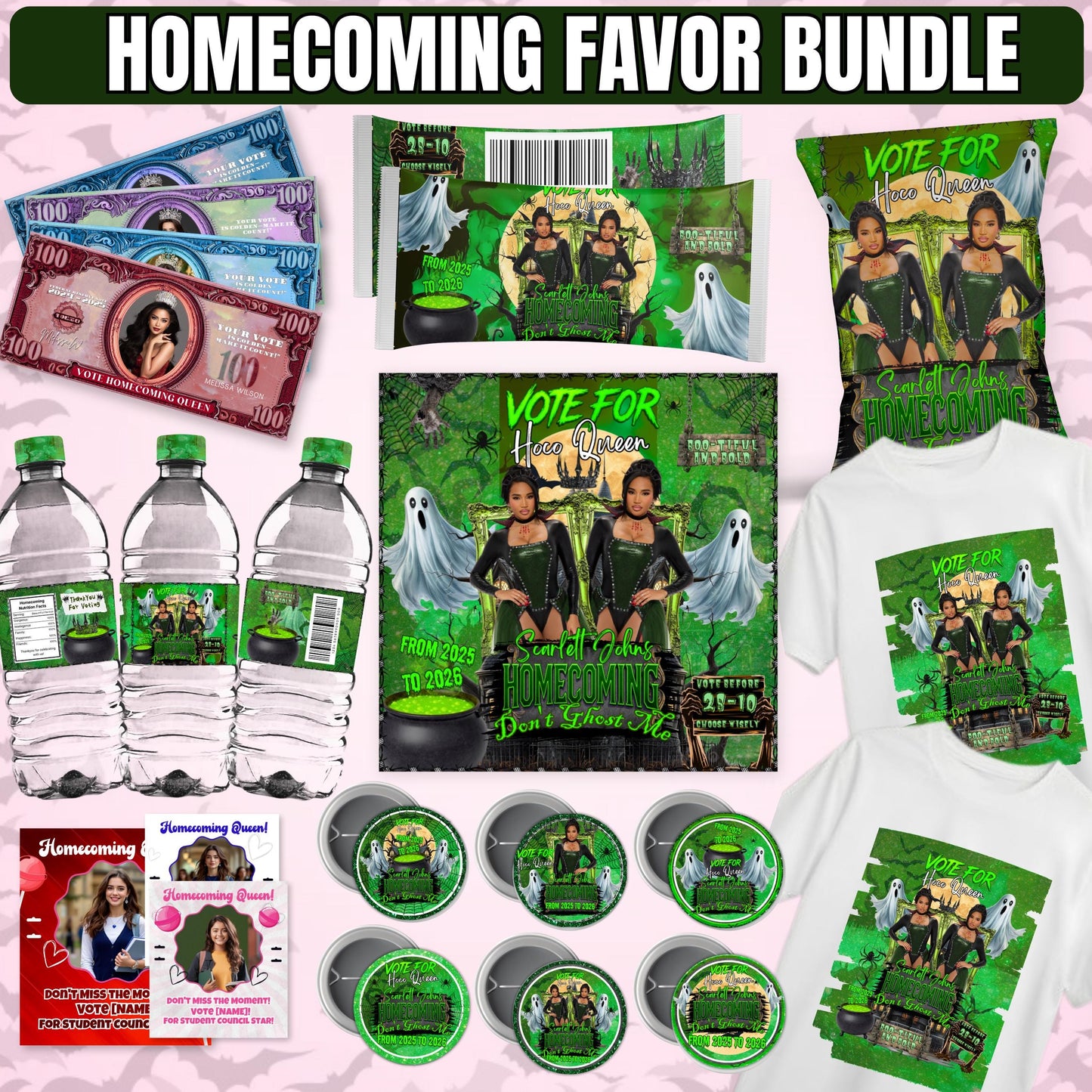 Homecoming Campaign Treat Bundle,Halloween Queen Homecoming Campaigns,Vote for me Scary Hoco Girl,Homecoming Sticker Homecoming Candy bundle