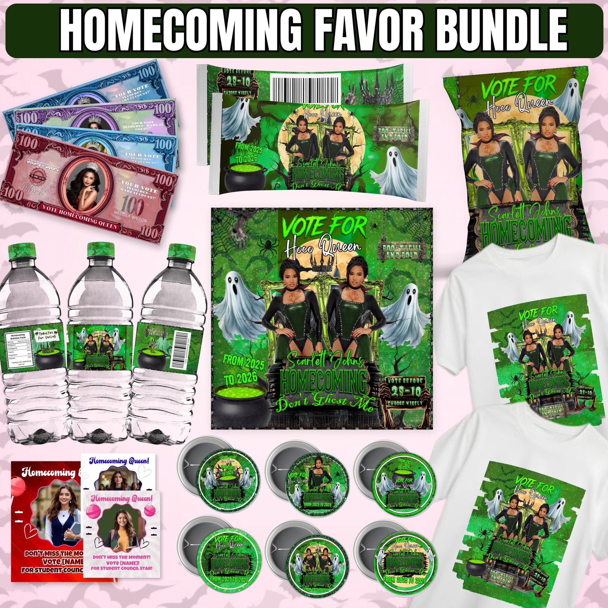 Homecoming Campaign Treat Bundle,Halloween Queen Homecoming Campaigns,Vote for me Scary Hoco Girl,Homecoming Sticker Homecoming Candy bundle