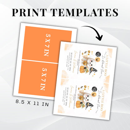 Editable A Little Boo Baby Shower Invite, A Little Baby Boo Is Almost Done Invitation, Pumpkin Halloween Girl Baby Shower, Halloween Flyer