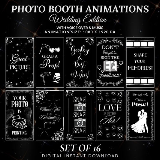 Mirror Booth Animations For Wedding, Magic Mirror Animations, Touch to Start, Countdown, Pose, Love, Photo Booth Mirror Animations