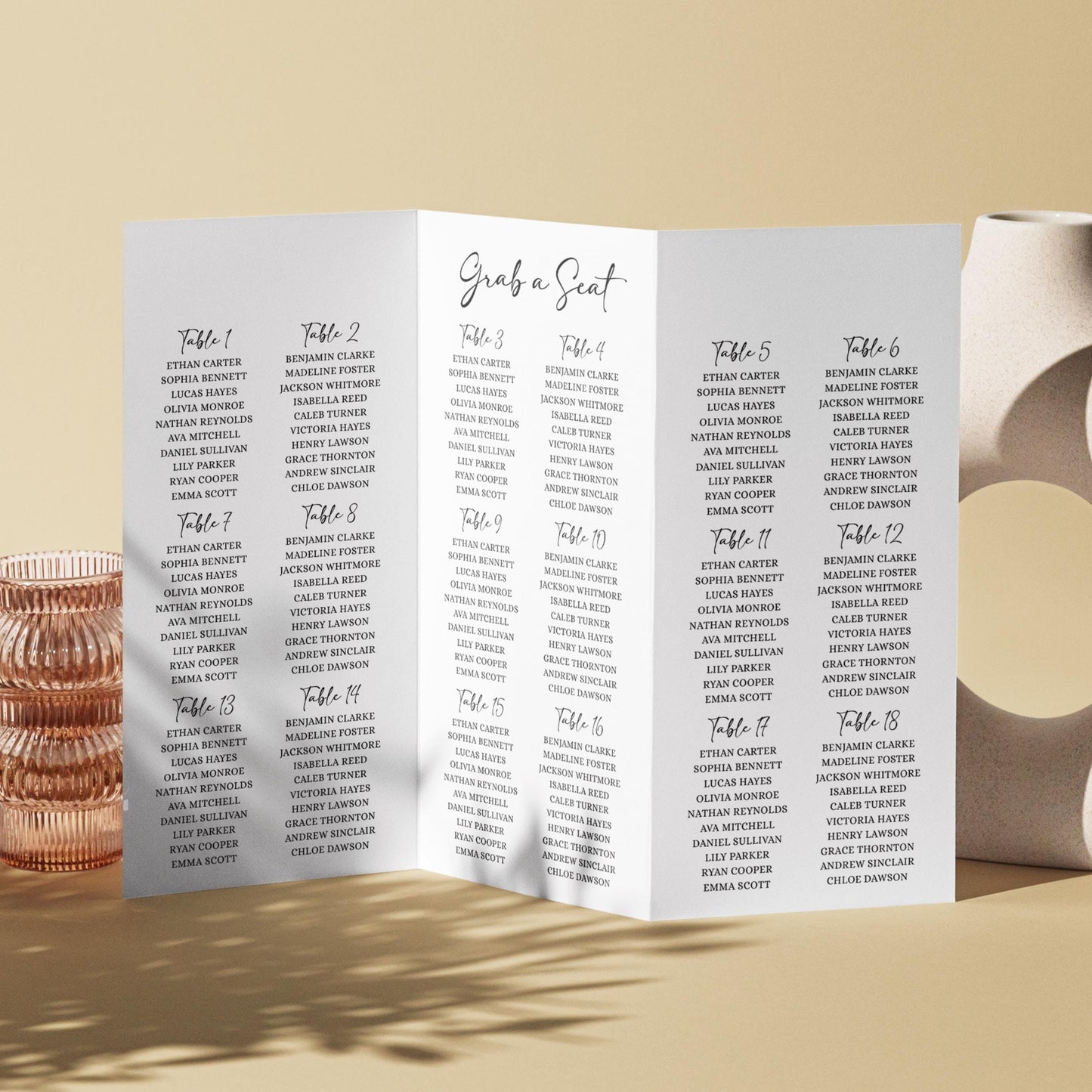 Trifold Wedding Program Template With Wedding Seating Chart Template, Infographic Wedding Program, Editable Wedding Itinerary,Canva Template