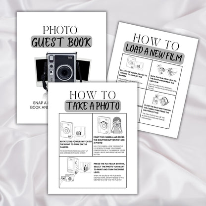 Instax Mini Evo Photo Guestbook, Instax Mini Evo Camera Instructions Sign, How To Load A Film, How To Take A Photo