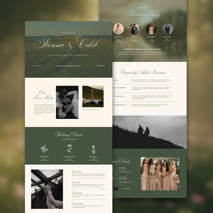 Whimsical Fields Wedding Website Template, Minimalist Theme, Modern Showit, Moody Wedding, Canva Editable Digital Invite  (Digital Download)