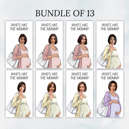 Who Has The Mommy? Printable Baby Shower Game, Baby Mommy, Find Mommy Scratch Game, Editable Celebrity Mom Game, Canva Template