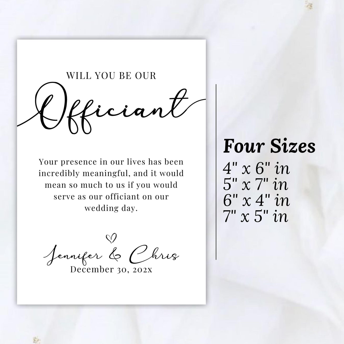 Officiant Proposal, Printable Will You Marry Us Card, Officiant Request, Officiant Gift Card, Modern Minimalist Will You Be Our Officiant