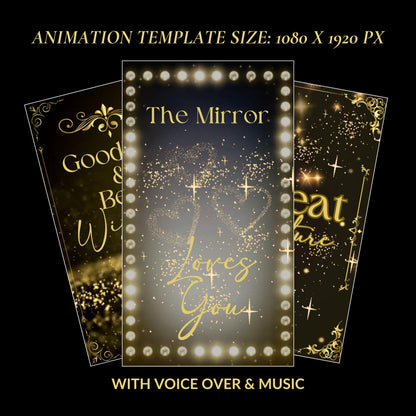 Wedding Mirror Booth Animations, Gold & Black Animations, Touch to Start, Countdown, Pose, Love, Voice Over, Wedding Magic Mirror Booth