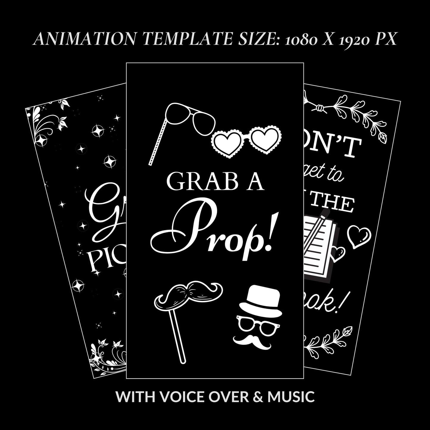 Mirror Booth Animations For Wedding, Magic Mirror Animations, Touch to Start, Countdown, Pose, Love, Photo Booth Mirror Animations