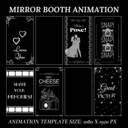 Mirror Booth Animations For Wedding, Magic Mirror Animations, Touch to Start, Countdown, Pose, Love, Photo Booth Mirror Animations