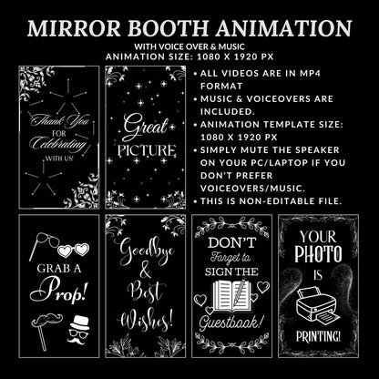 Mirror Booth Animations For Wedding, Magic Mirror Animations, Touch to Start, Countdown, Pose, Love, Photo Booth Mirror Animations